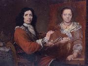 Giulio Quaglio Self Portrait of the Artist Painting his Wife oil